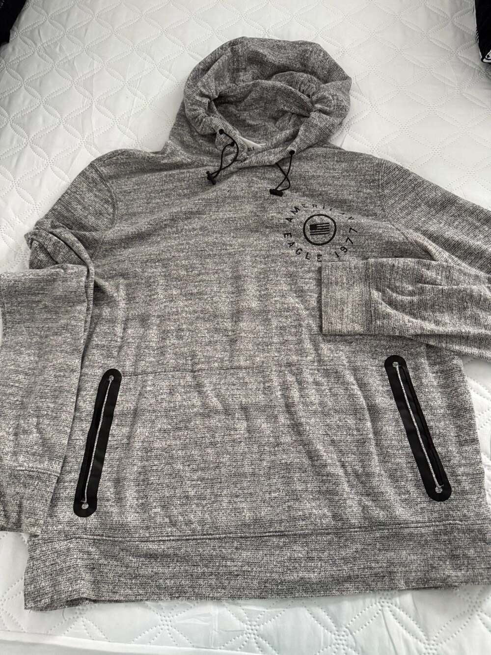 American Eagle Outfitters Active Flex Heather Gray Pullover Hoodie with Zipper P
